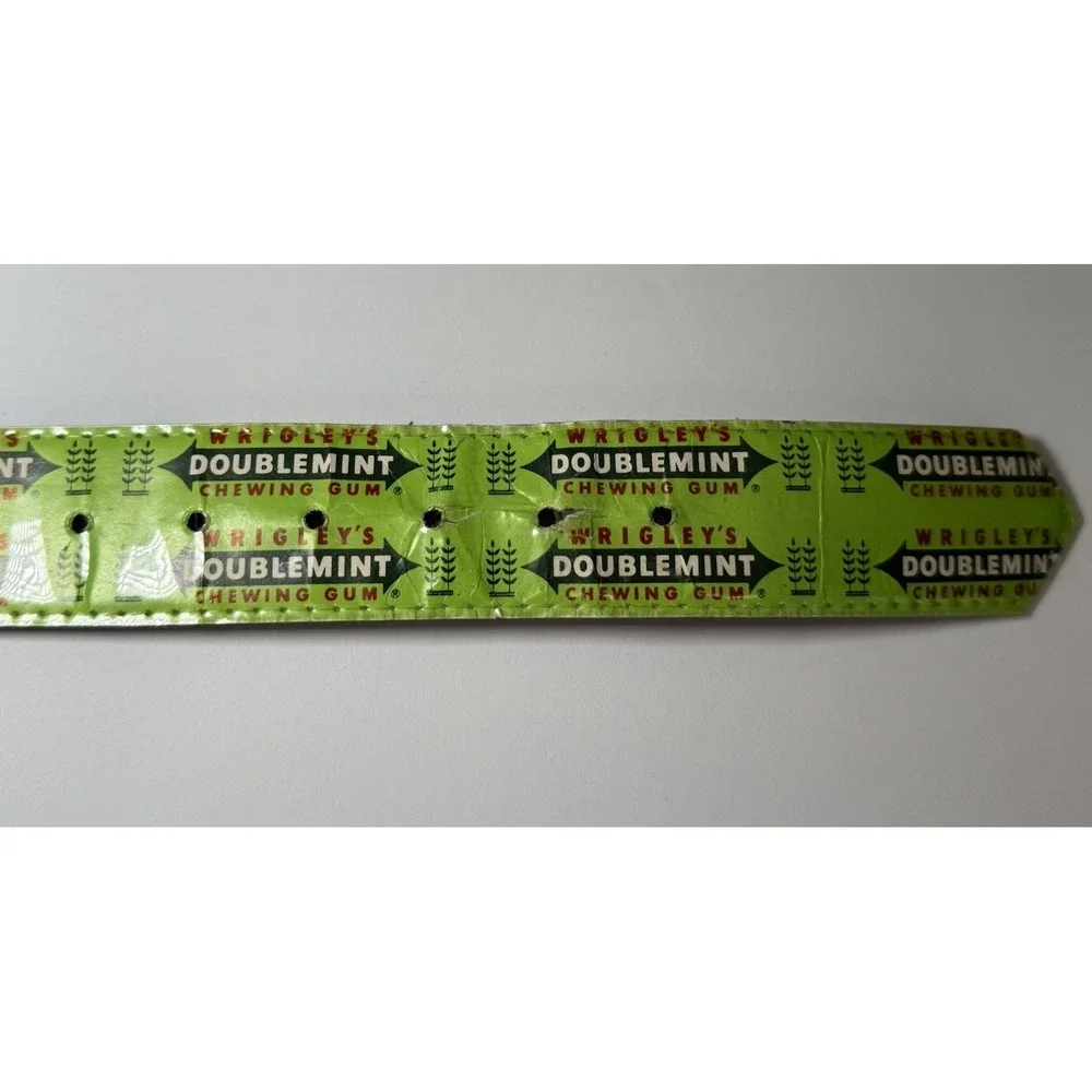 VTG Original Wrigleys Doublemint Gum Belt Green W/ Clear Buckle Size M 36